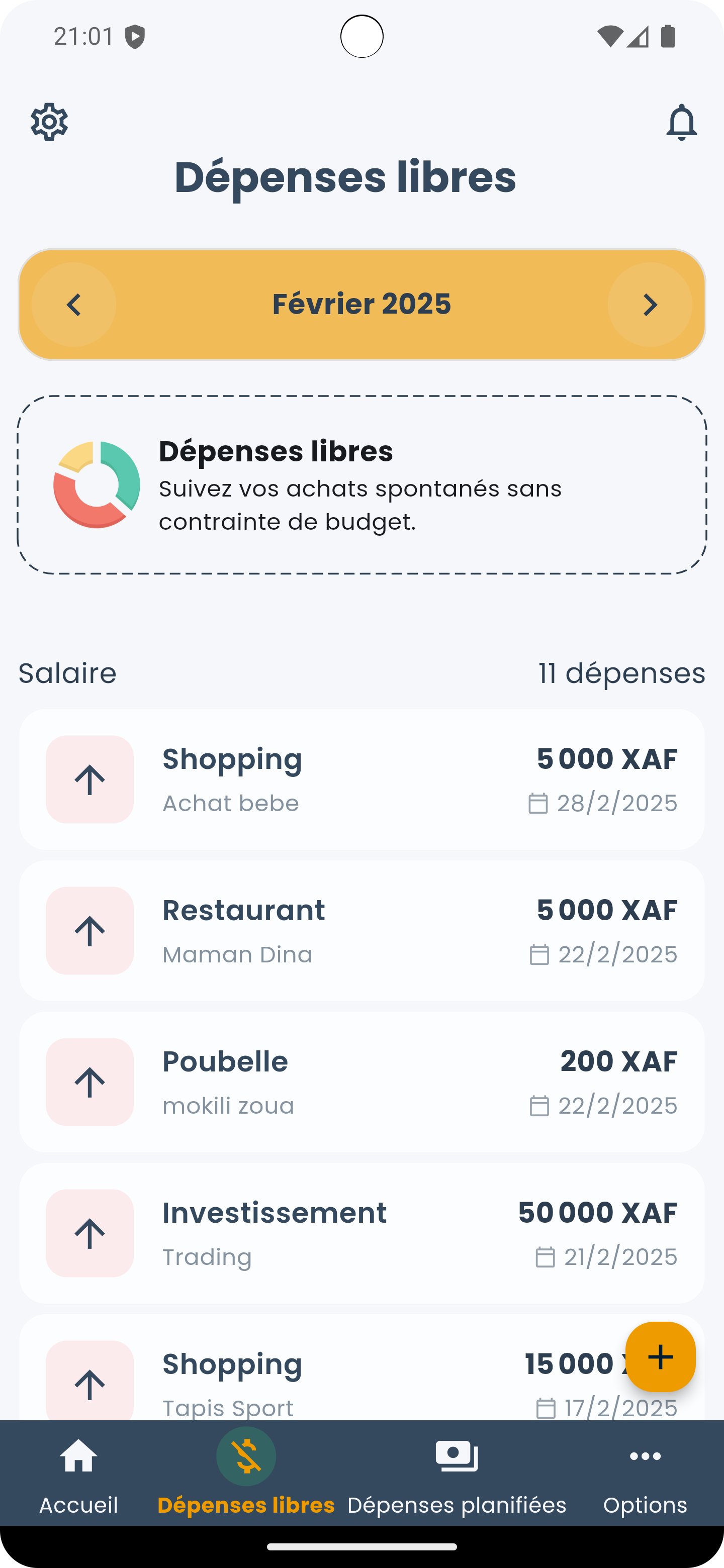 FinanceManager App Home Screen